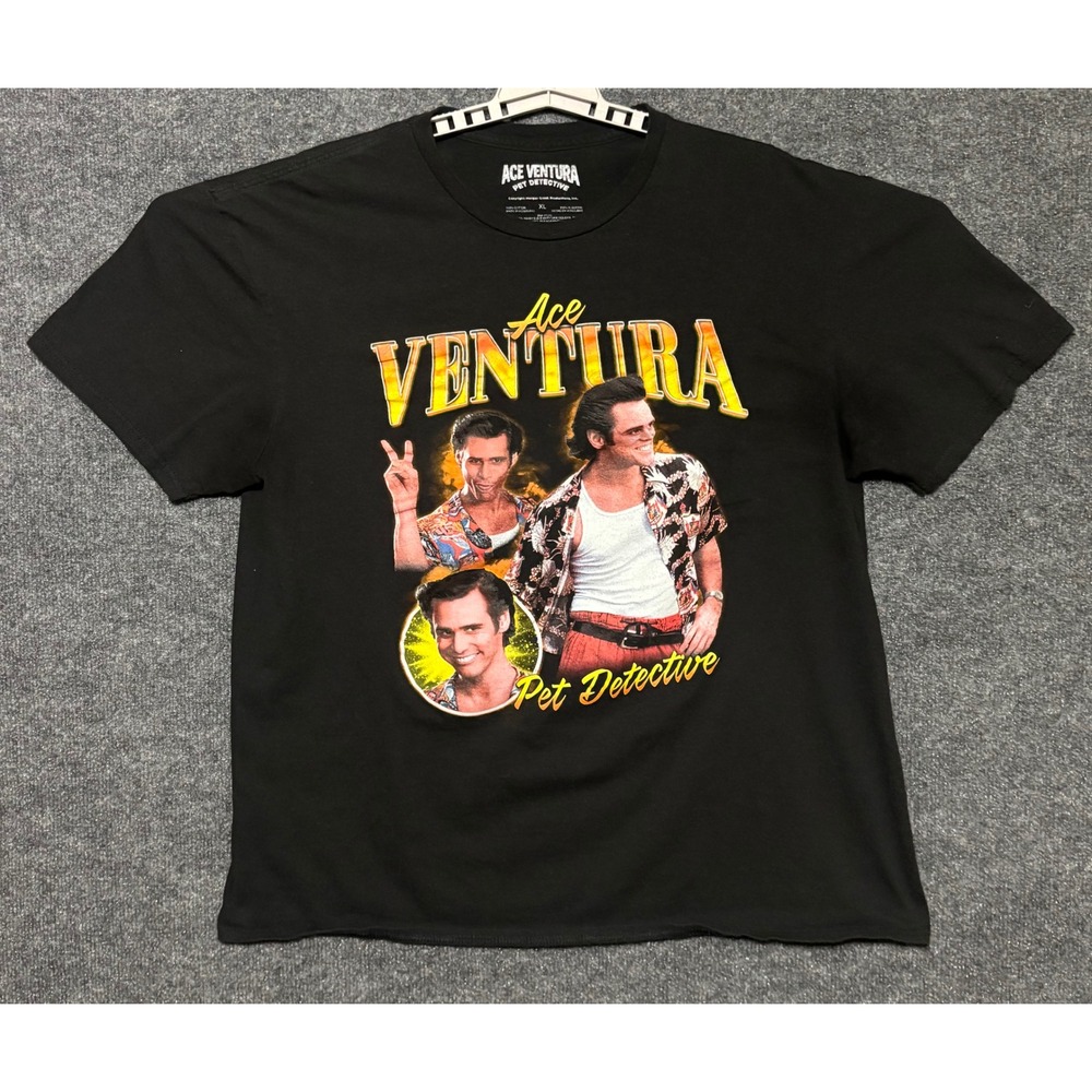 Ace Ventura Pet Detective Black Graphic T Shirt Mens XL Jim Carrey‎ Movie Tee